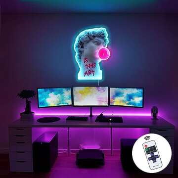 HOXVJYME David Blowing Gum Wall Decor LED Neon Light Vintage Neon Sign for Bedroom ，Bar, Home, Cafe, Store Decorations Aesthetic Neon Sign Led Signs 23inch