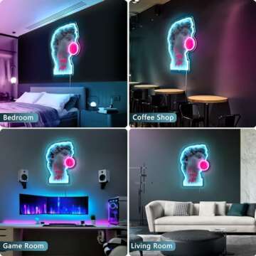 HOXVJYME David Blowing Gum Wall Decor LED Neon Light Vintage Neon Sign for Bedroom ，Bar, Home, Cafe, Store Decorations Aesthetic Neon Sign Led Signs 23inch