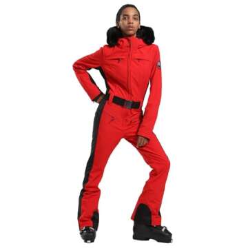 GSOU SNOW Womens Ski Suit One Piece Snowsuit Snowboard Jacket Slim Snow Jumpsuit Ski Outfit Waterpro...