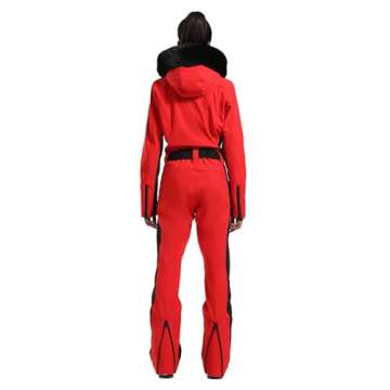 GSOU SNOW Womens Ski Suit One Piece Snowsuit Snowboard Jacket Slim Snow Jumpsuit Ski Outfit Waterproof Windproof for Winter Sports
