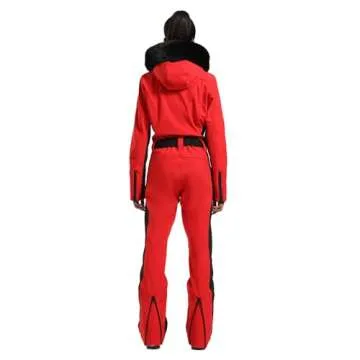 GSOU SNOW Womens Ski Suit One Piece Snowsuit Snowboard Jacket Slim Snow Jumpsuit Ski Outfit Waterproof Windproof for Winter Sports