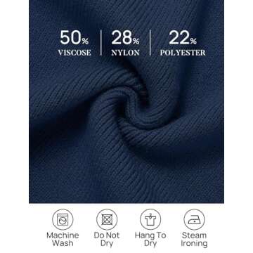 ZESICA Women's Spring Turtleneck Sweaters Dress Oversized Long Lantern Sleeve Casual Knit Pullover Short Dresses,Navy,Small