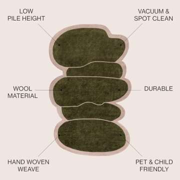 JONATHAN Y GST101A-5 Whimsical Modern Border Geometric Handwoven Wool Area Rug, Kids & Novelty for Bedroom, Kitchen, Living Room, Easy-Cleaning, Green/Pink, 5 ft. x 8 ft.