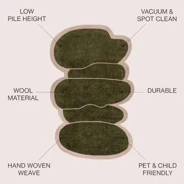 JONATHAN Y GST101A-5 Whimsical Modern Border Geometric Handwoven Wool Area Rug, Kids & Novelty for Bedroom, Kitchen, Living Room, Easy-Cleaning, Green/Pink, 5 ft. x 8 ft.