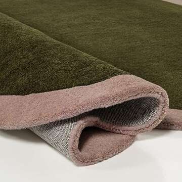 JONATHAN Y GST101A-5 Whimsical Modern Border Geometric Handwoven Wool Area Rug, Kids & Novelty for Bedroom, Kitchen, Living Room, Easy-Cleaning, Green/Pink, 5 ft. x 8 ft.