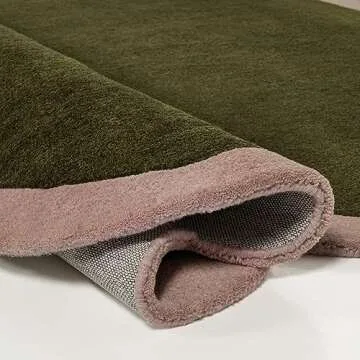 JONATHAN Y GST101A-5 Whimsical Modern Border Geometric Handwoven Wool Area Rug, Kids & Novelty for Bedroom, Kitchen, Living Room, Easy-Cleaning, Green/Pink, 5 ft. x 8 ft.