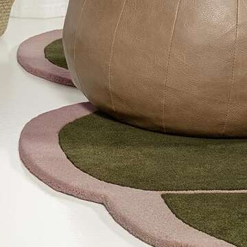 JONATHAN Y GST101A-5 Whimsical Modern Border Geometric Handwoven Wool Area Rug, Kids & Novelty for Bedroom, Kitchen, Living Room, Easy-Cleaning, Green/Pink, 5 ft. x 8 ft.