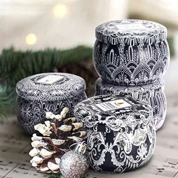 Citronella Candles - 4 Pack Citronella Candles Outdoor Set，Indoor Scented Soy Wax Candles Portable Travel Tin Gift Set for Home Garden Patio Balcony Decorative