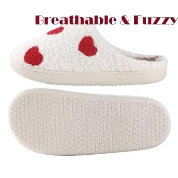 Heart Slippers Valentine's Day Gifts Cute Comfy Bedroom Slippers For Women Men,Home Memory Foam Slippers,Ladies Furry Warm Slippers Indoor Outdoor for Winter,Womens Slippers,Heart 41-42