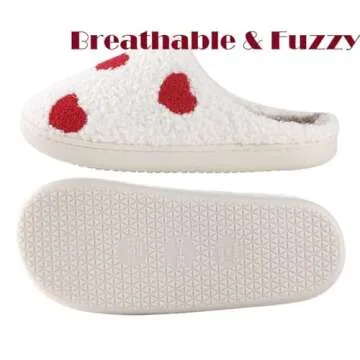 Heart Slippers Valentine's Day Gifts Cute Comfy Bedroom Slippers For Women Men,Home Memory Foam Slippers,Ladies Furry Warm Slippers Indoor Outdoor for Winter,Womens Slippers,Heart 41-42