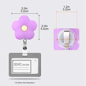4 pcs Set Colorful Flowers Badge ID Clip Reel Retractable Holder Office Work Nurse Name Badge Tag Clip On Card Holders Cute - 30 inch Cord Extension