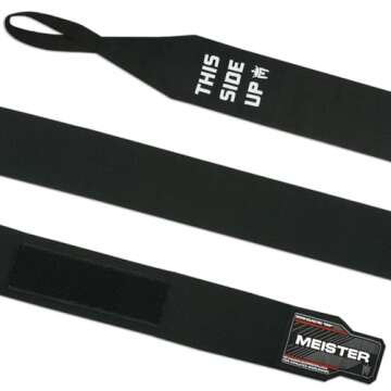 Meister MMA Adult 180" Semi-Elastic Hand Wraps for MMA & Boxing (Pair) - Black