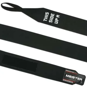 Meister MMA Adult 180" Semi-Elastic Hand Wraps for MMA & Boxing (Pair) - Black