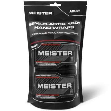 Meister 180" Hand Wraps for MMA & Boxing - Black Pair
