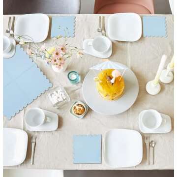 HEIPINIUYE 50 Pieces 2-ply Light Blue Napkin Disposable Scalloped Cocktail Napkins Beverage Napkins Dessert Napkins Paper Napkins for Wedding Birthday Party Paper Dinner Napkins