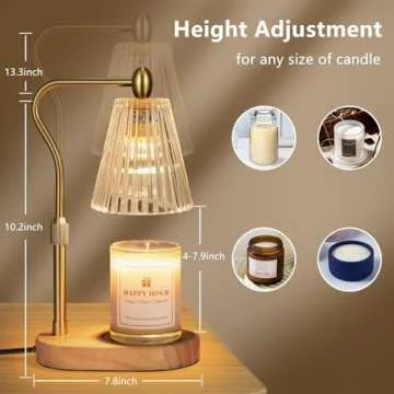Imenlox Candle Warmer Lamp, with Timer and Dimmer, Birthday Gifts for Women Mom, Adjustable Height Wax Melt Warmer for Scented Jar Candles, Home Decor, 2 Bulbs
