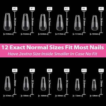 UNA GELLA Long Coffin Fake Nails - 216pcs Press On Tips
