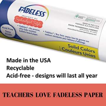 Fadeless Schoolgirl Style Bulletin Board Paper, Sweater Weather, 47.25" x 12', 1 Roll