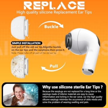 Replacement Ear Tips for AirPods Pro with Storage & Cleaner