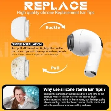 Replacement Ear Tips for AirPods Pro with Storage & Cleaner