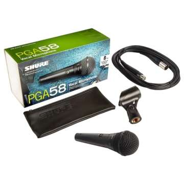 Shure PGA58 Dynamic Microphone - Handheld Mic for Vocals with Cardioid Pick-up Pattern, Discrete On/...