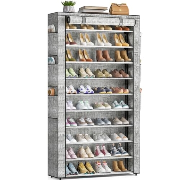 OYREL Shoe Rack 10Tier Large Capacity 50-56Pairs Beautiful Tall Shoe Shelf Free Standing Storage Cab...