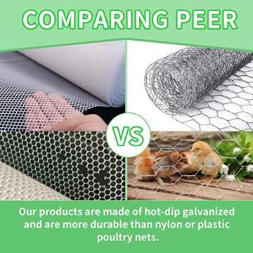 Chicken Wire 13.7 in x 236 in Poultry Wire Netting Hexagonal Galvanized Mesh Garden Fence Barrier for Craft Projects, Pet Rabbit Chicken Fencing