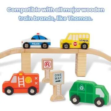 WoodenEdu Wooden Train Car Sets for Toddlers, Train Toy Magnetic Sets Fits Brio, Thomas, Melissa and Doug, Kids for Boys Girls 3 4 5 Years Old
