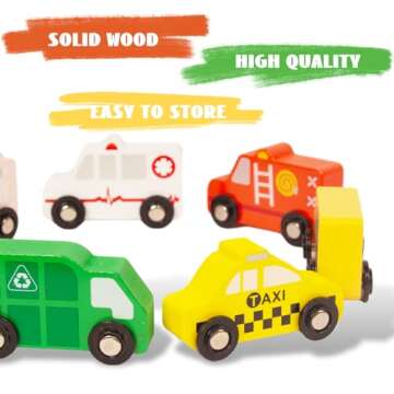 WoodenEdu Wooden Train Car Sets for Toddlers, Train Toy Magnetic Sets Fits Brio, Thomas, Melissa and Doug, Kids for Boys Girls 3 4 5 Years Old