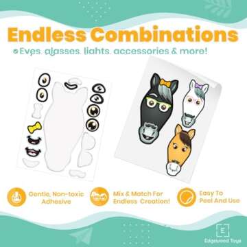 24 Make A Horse Sticker Sheets - Includes Brown, Black, & White/Grey Horses - Fun Craft Activity for Children - Perfect Party Favors for Horse, Petting Zoo & Barn Themed Birthday Parties