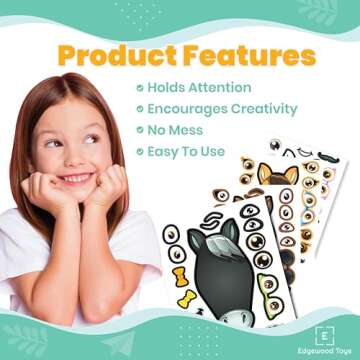 24 Make A Horse Sticker Sheets - Includes Brown, Black, & White/Grey Horses - Fun Craft Activity for Children - Perfect Party Favors for Horse, Petting Zoo & Barn Themed Birthday Parties