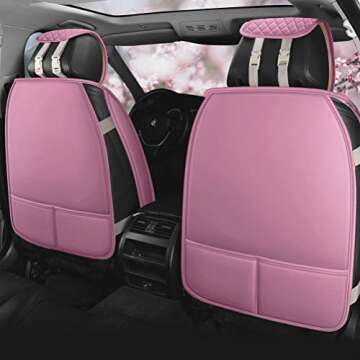 Red Rain Universal Seat Covers for Cars Leather Seat Cover with Crown Pink Seat Covers Full Set Front and Rear Seat Covers Fully Coverage for Car Auto SUV (AB-Pink)