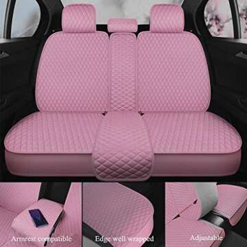 Red Rain Universal Seat Covers for Cars Leather Seat Cover with Crown Pink Seat Covers Full Set Front and Rear Seat Covers Fully Coverage for Car Auto SUV (AB-Pink)