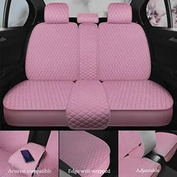 Red Rain Universal Seat Covers for Cars Leather Seat Cover with Crown Pink Seat Covers Full Set Front and Rear Seat Covers Fully Coverage for Car Auto SUV (AB-Pink)