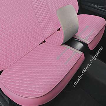 Red Rain Universal Seat Covers for Cars Leather Seat Cover with Crown Pink Seat Covers Full Set Front and Rear Seat Covers Fully Coverage for Car Auto SUV (AB-Pink)