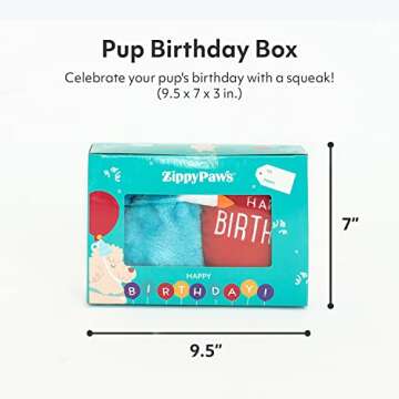 ZippyPaws Birthday Box - Delightful Gift Set for Dogs with Squeaky Toys and Plush Birthday Essential...