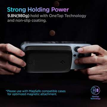 Spigen ArcHybrid Mag (MagFit) for MagSafe Battery Pack, 5000mAh for iPhone 16/16 Plus/16 Pro/16Pro Max Magnetic Power Bank Fast Wireless Portable Charger iPhone 15 14 13 12 [USB C Cable Included]