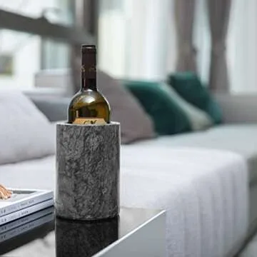 Kota Japan Black Marble Stone Wine and Champagne Bottle Chiller Cooler - 7" X 5" | Elegant Kitchen Utensil Holder | Must Have Wine Chiller for Your Home | Impress Your Guests at Next Party or Event!