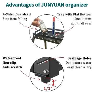 junyuan Spice Organizer,2 Tier Spice Rack Organizer for Countertop,Standing Seasoning Organizer,Kitchen Countertop Organizers and Storage Shelf,Metal,Black (8" Height)