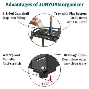 junyuan Spice Organizer,2 Tier Spice Rack Organizer for Countertop,Standing Seasoning Organizer,Kitchen Countertop Organizers and Storage Shelf,Metal,Black (8" Height)