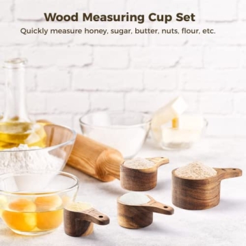 Wood Measuring Cup Set of 4 | Natural Kitchen Utensils | Nestable