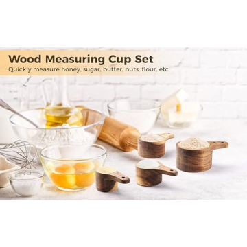 Wood Measuring Cup Set of 4 | Natural Kitchen Utensils | Nestable