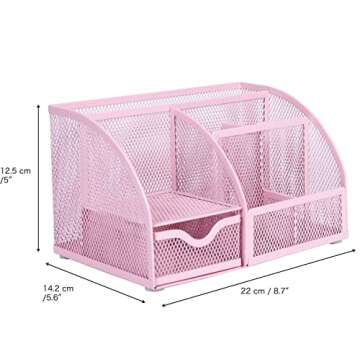 Exerz Desk Organizer Light Pink Office Desk Accessories Supplies Office Storage Desktop Pencil Pen H...