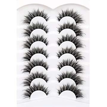 Pooplunch False Eyelashes Fairy Lashes Wispy Crossed Fluffy Faux Mink Lashes Cat Eye Look Fluttery 8...