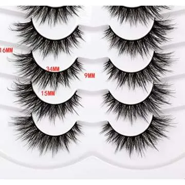 Pooplunch False Eyelashes Fairy Lashes Wispy Crossed Fluffy Faux Mink Lashes Cat Eye Look Fluttery 8D Fake Eyelashes Faux Mink Lashes 7 Pairs Pack