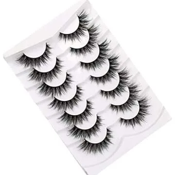 Pooplunch False Eyelashes Fairy Lashes Wispy Crossed Fluffy Faux Mink Lashes Cat Eye Look Fluttery 8D Fake Eyelashes Faux Mink Lashes 7 Pairs Pack