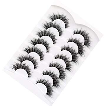 Pooplunch False Eyelashes Fairy Lashes Wispy Crossed Fluffy Faux Mink Lashes Cat Eye Look Fluttery 8D Fake Eyelashes Faux Mink Lashes 7 Pairs Pack