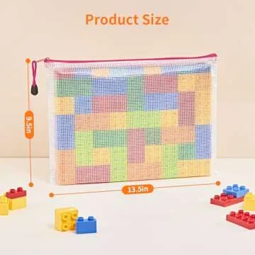 JARLINK 24 Pack 10 Colors Zipper Mesh Document Pouch, A4 Letter Size Mesh Bags for Board Games & Puz...