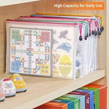 JARLINK 24 Pack 10 Colors Zipper Mesh Document Pouch, A4 Letter Size Mesh Bags for Board Games & Puzzles, Waterproof Document Zipper Pouches for Office School Supplies, Toys, Cosmetics Travel Storage