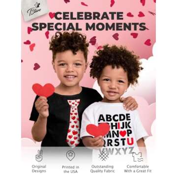 Dino with Heart Toddler Girls Boys Valentines Shirt Dinosaur Valentine's Day Kids T-Shirt for Toddlers 4T Red